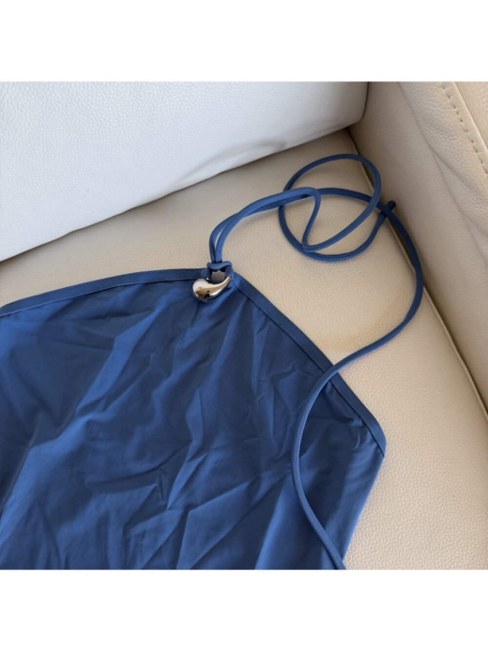 NWT BOTTEGA Veneta Swimsuit One Piece Blue Nylon Sz M - Picture 4 of 7